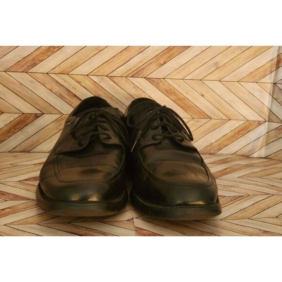 Men Mephisto Air Jet Black Leather Lace Up Oxford Shoe Size 10.5